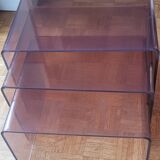 Trio of 70s smoked plexiglass nesting tables