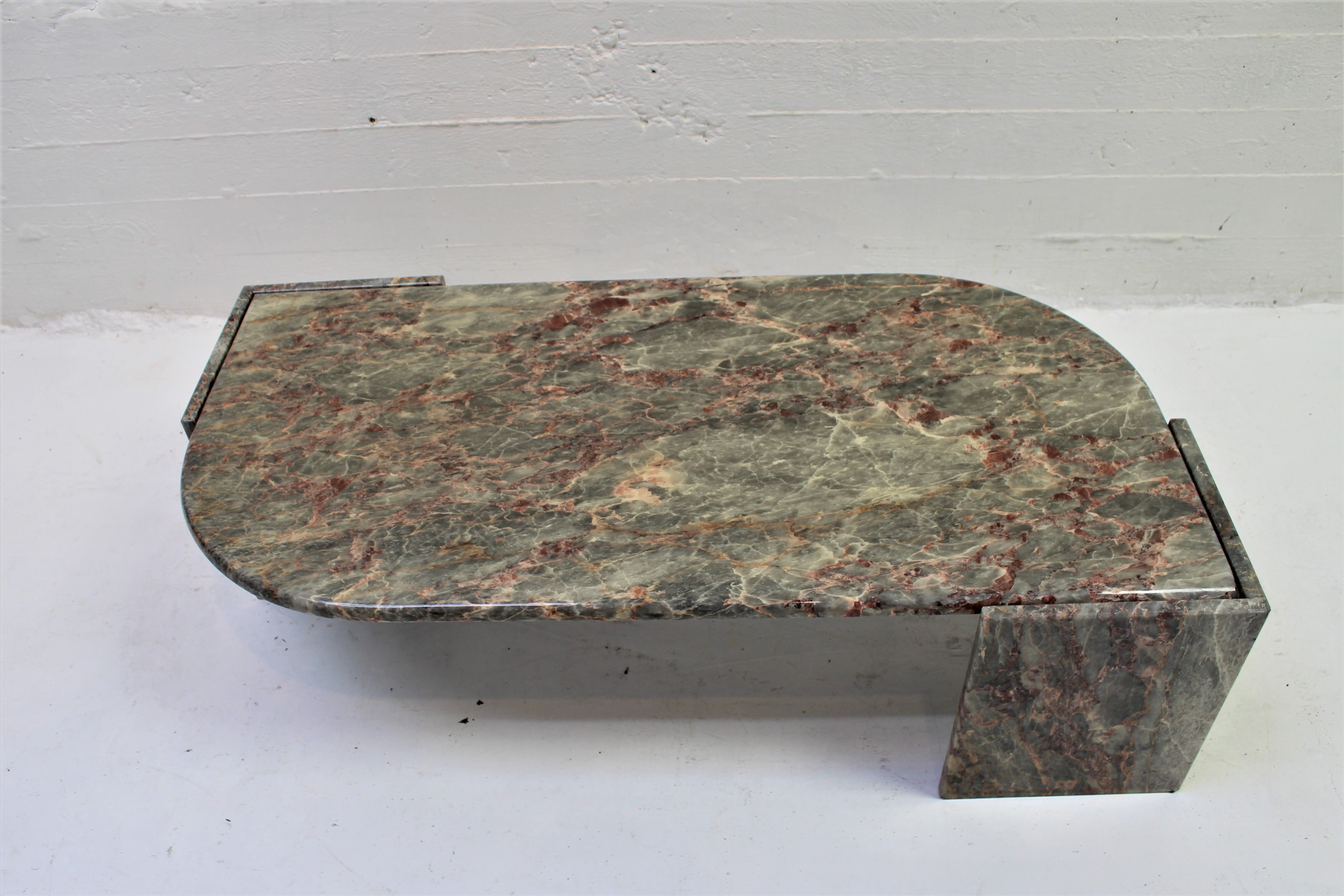 Vintage green and red marble coffee table