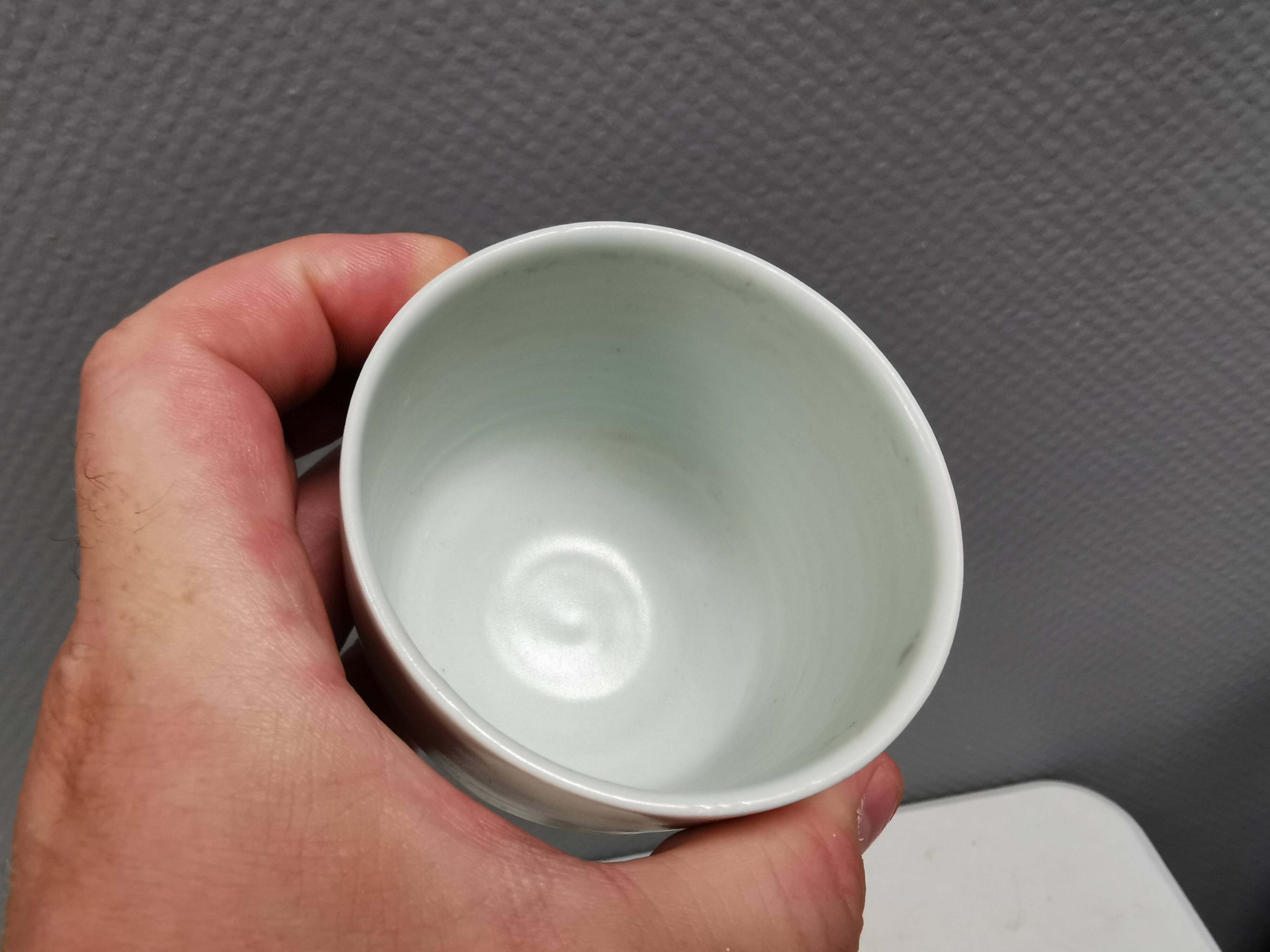 Two handmade ceramic mugs by Vibeke Fischer (VF) from the 1990s.