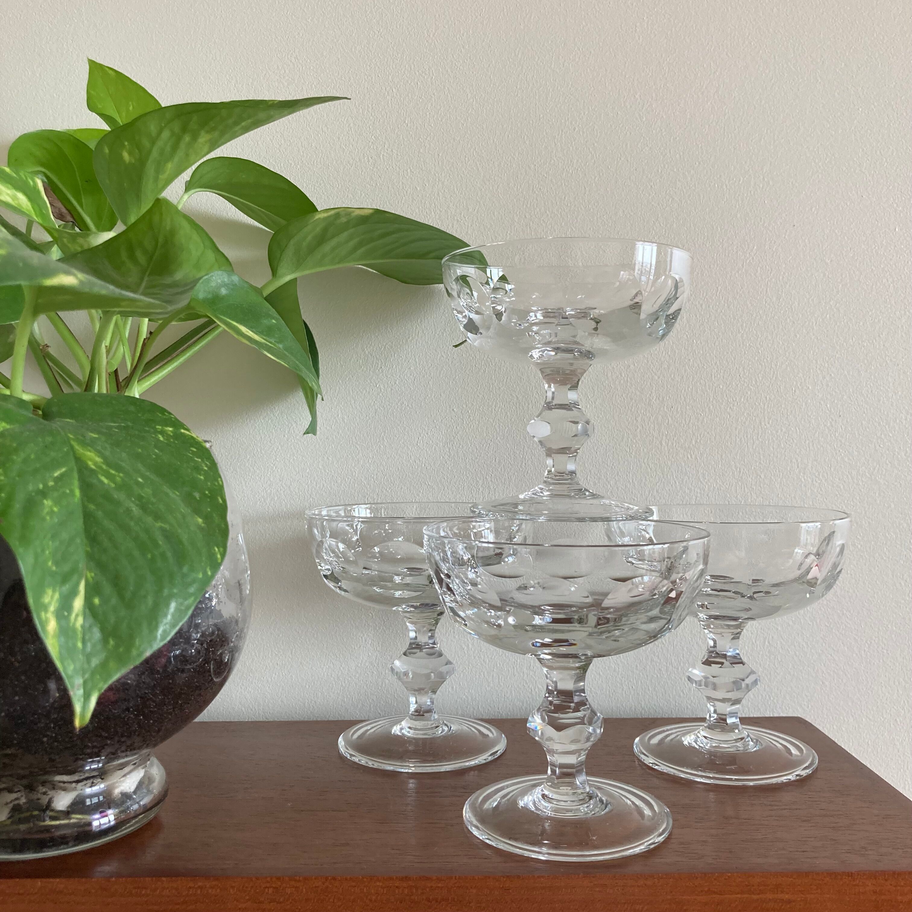 4 cut crystal champagne glasses