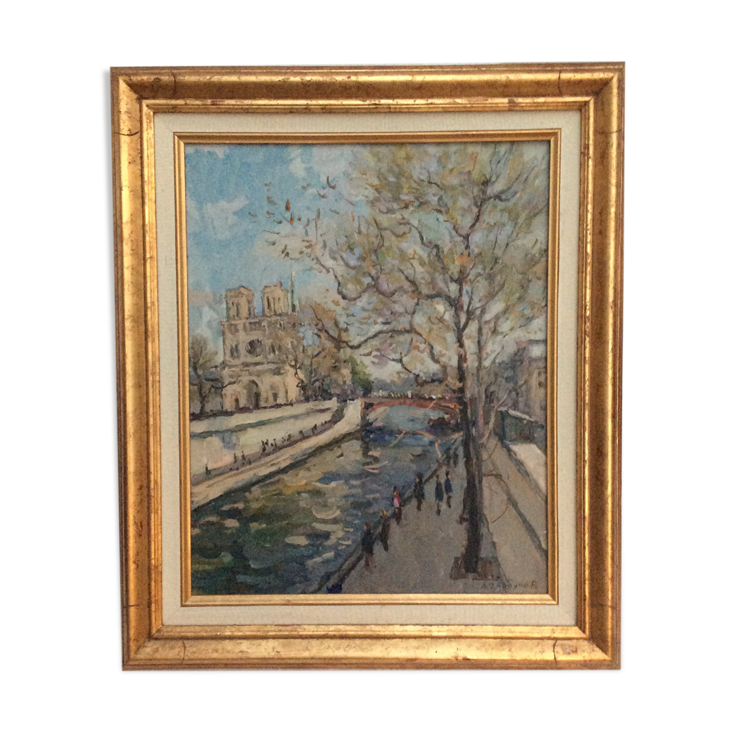 Tableau Huile sur toile signé Paris Notre Dame