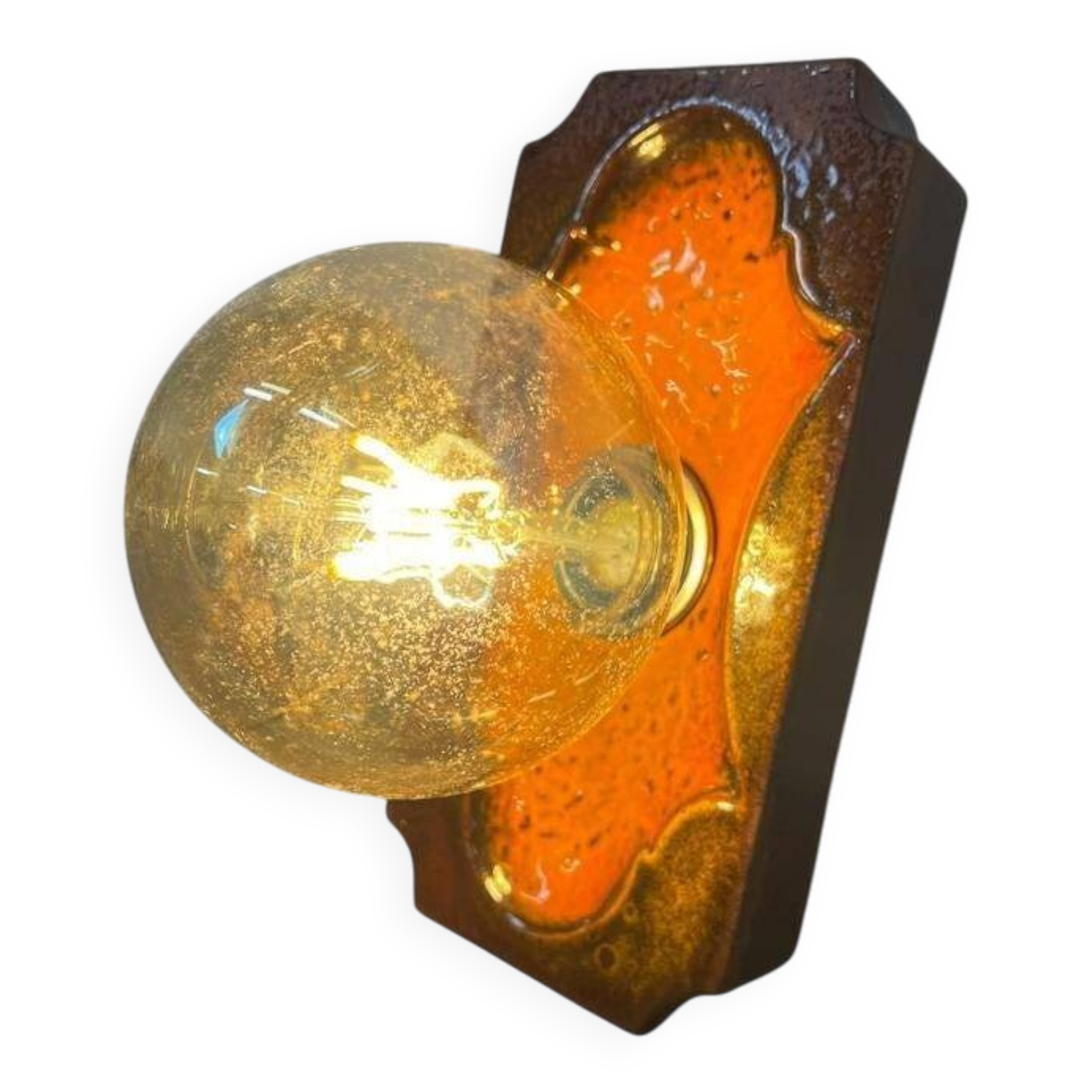 Vintage ceramic wall sconce, fat lava