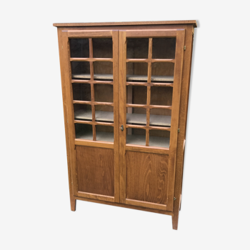 Vintage window cabinet in blond oak