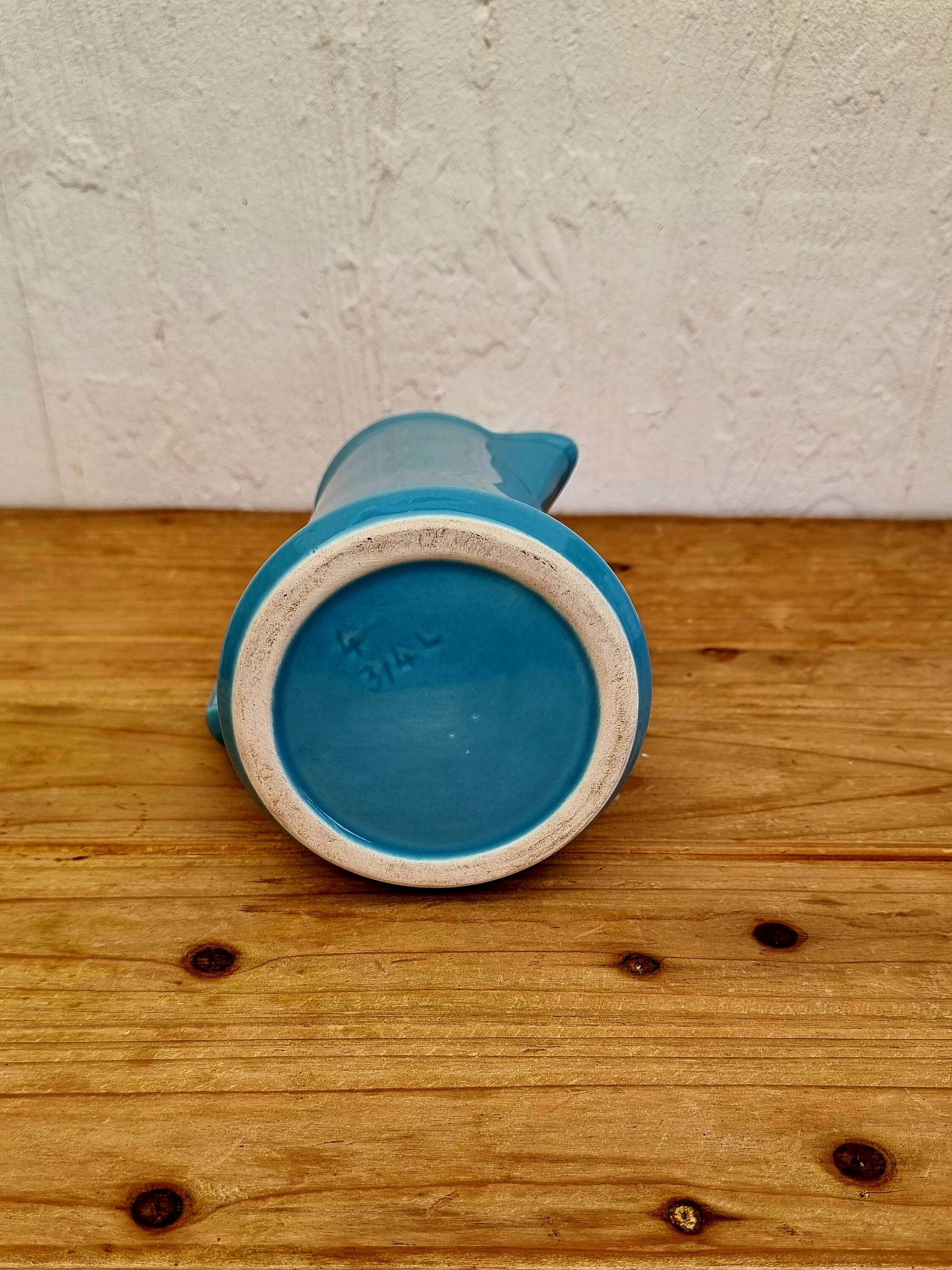 Vintage blue ceramic pitcher
