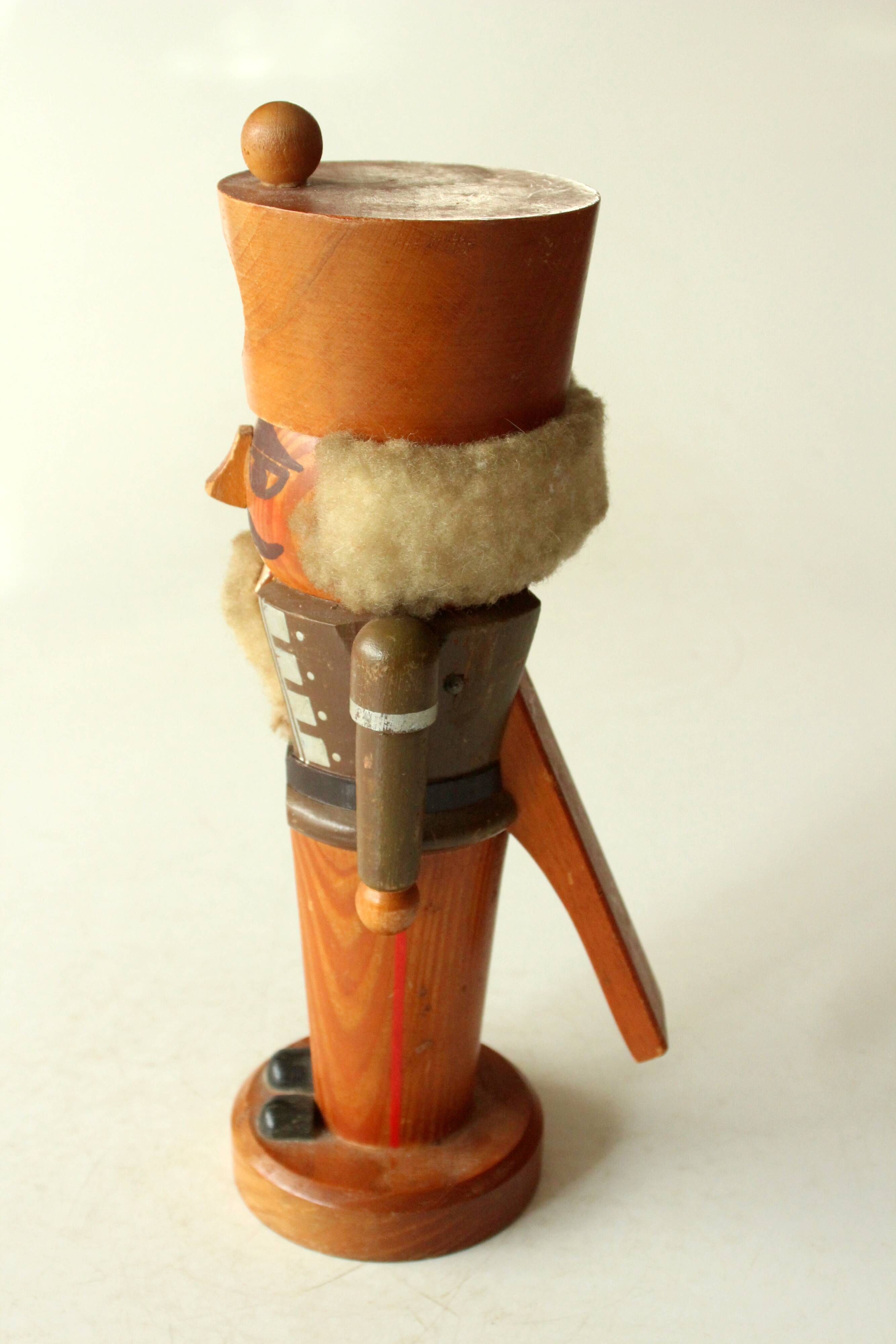 Handmade wooden nutcracker (miner), made in Erzgebirge/East Germany, vintage from the 1950s