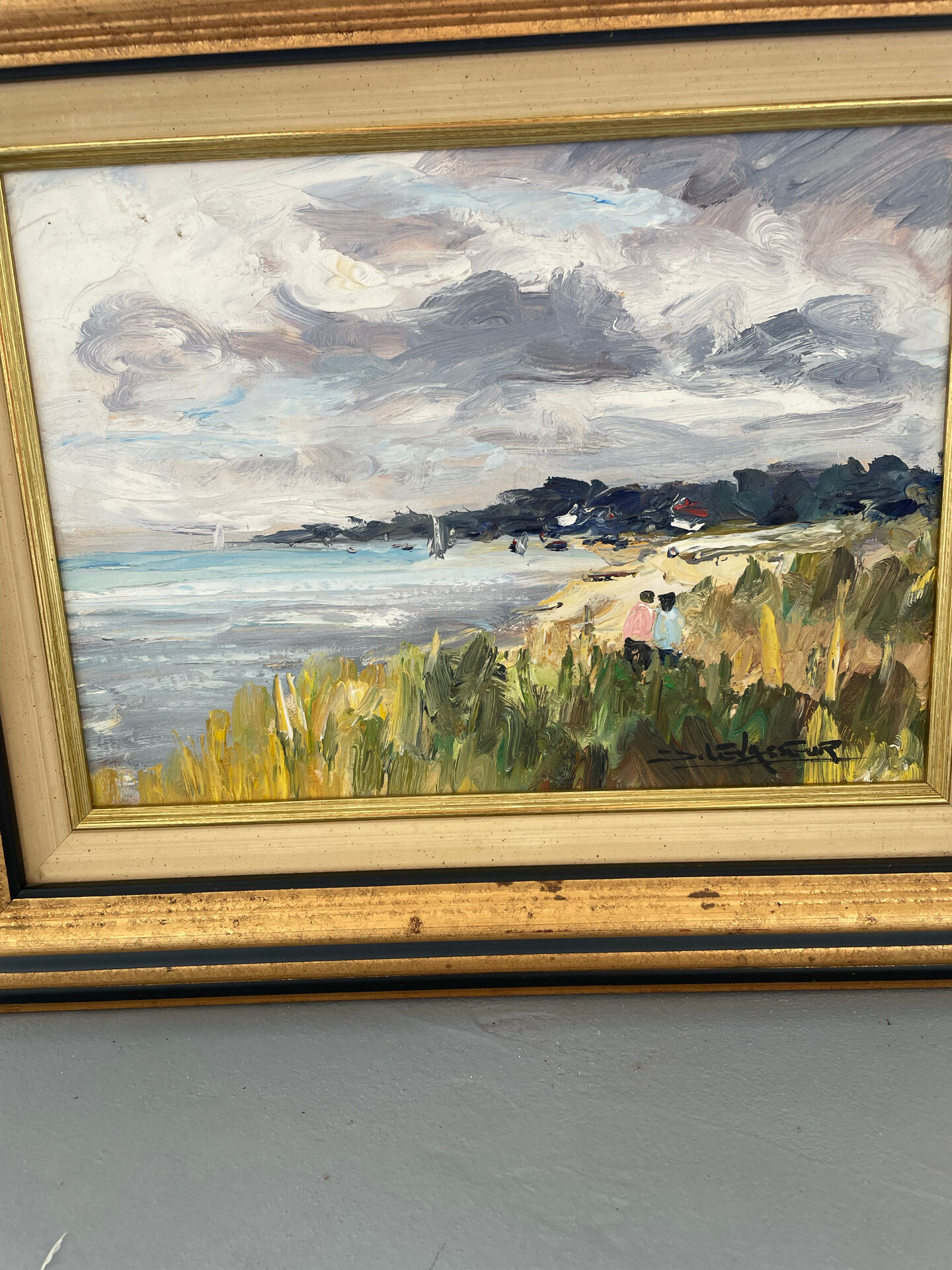 “Dune at Colleville” — old French marine, oil on canvas signed