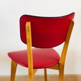 Set of 4 vintage chairs in oak and skai 1970