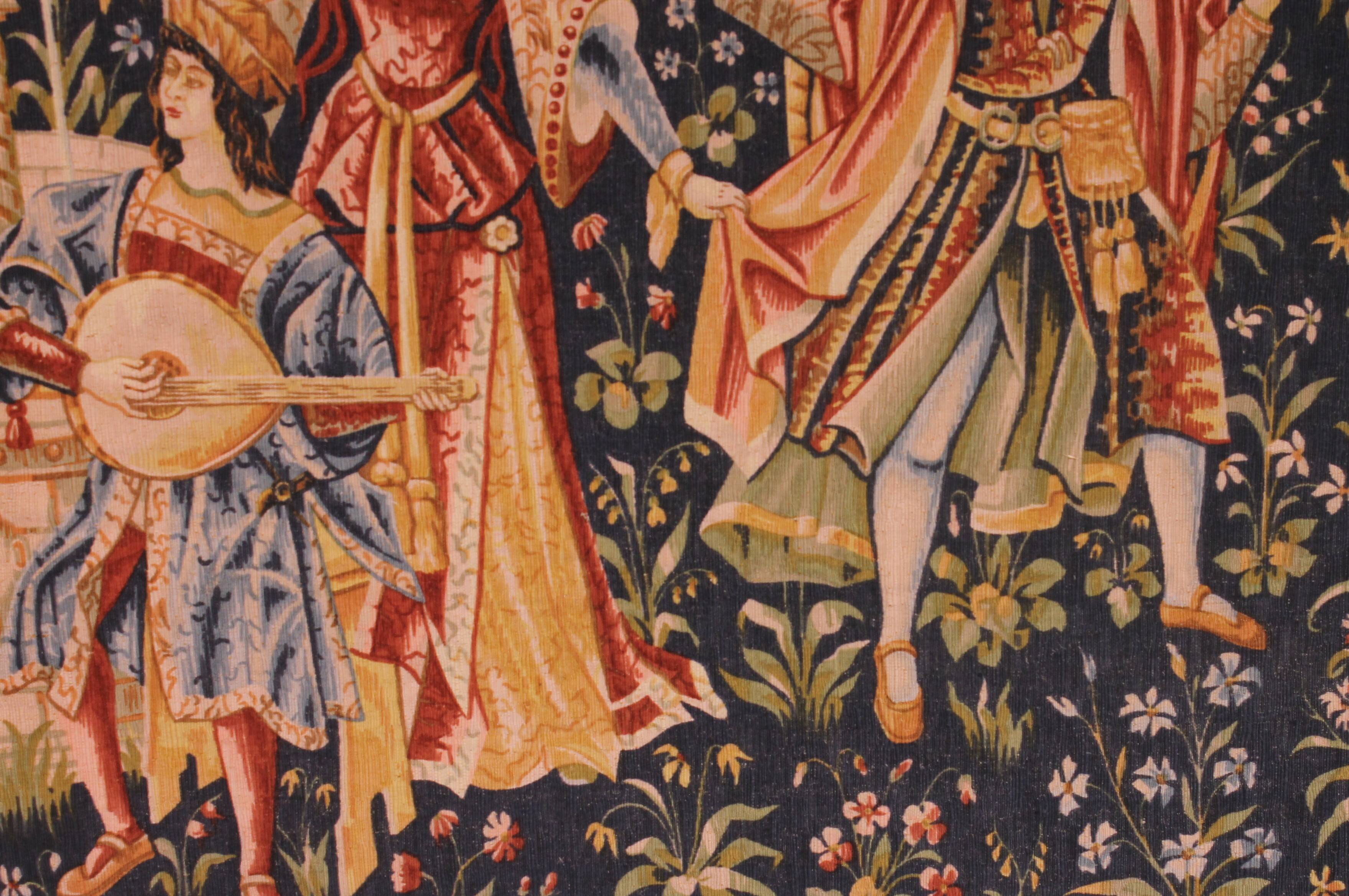 tapestry depicting a mille-feuille and a village festival "Concert"
