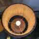 Pair of vintage Vallauris scarified seagrass stoneware lamps and rope lampshade