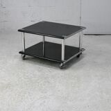 Coffee table "space age" in black lacquered steel