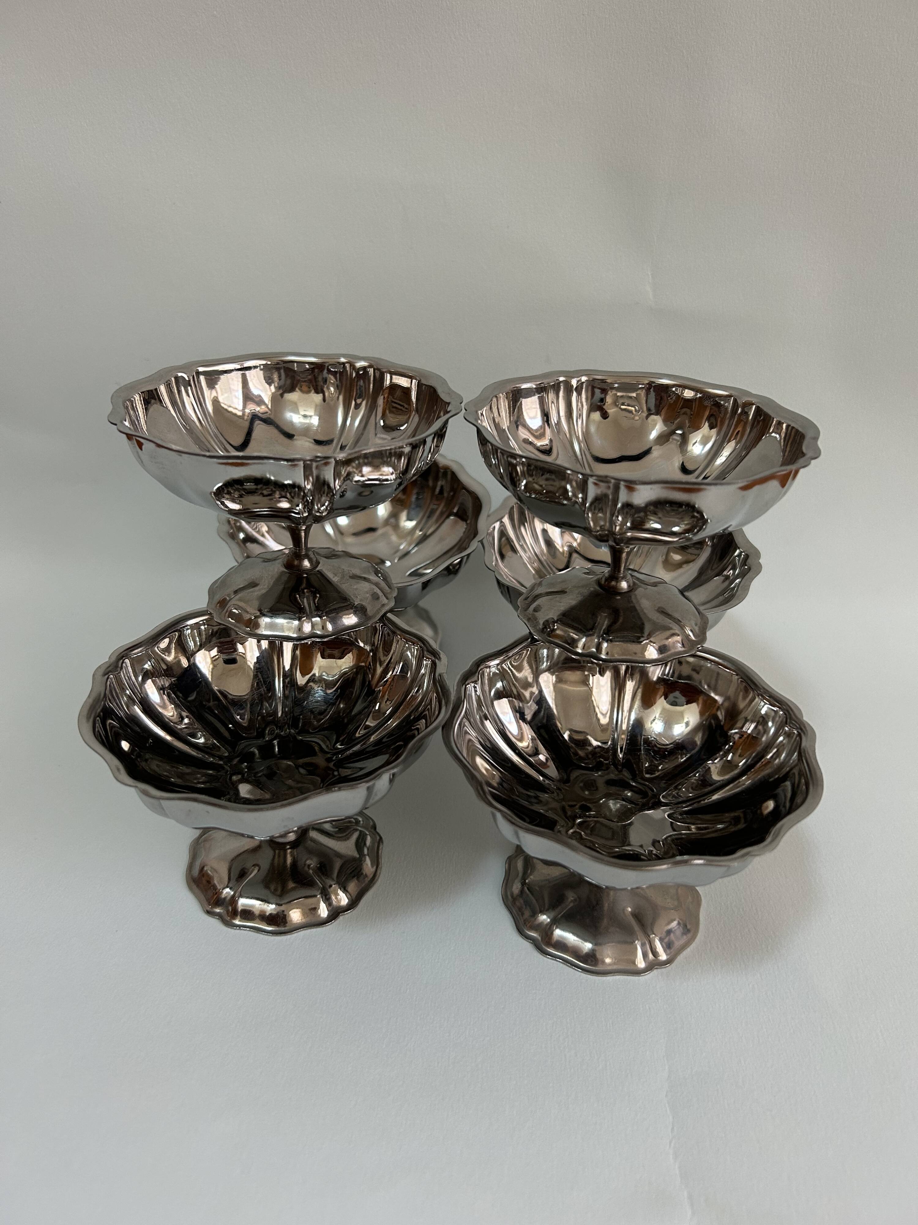 Stainless steel ice cream or dessert cups from the 70s