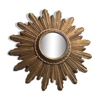 Miroir convexe sorcière soleil en résine doré vintage année 70 | Selency