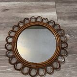 Antique rattan mirror
