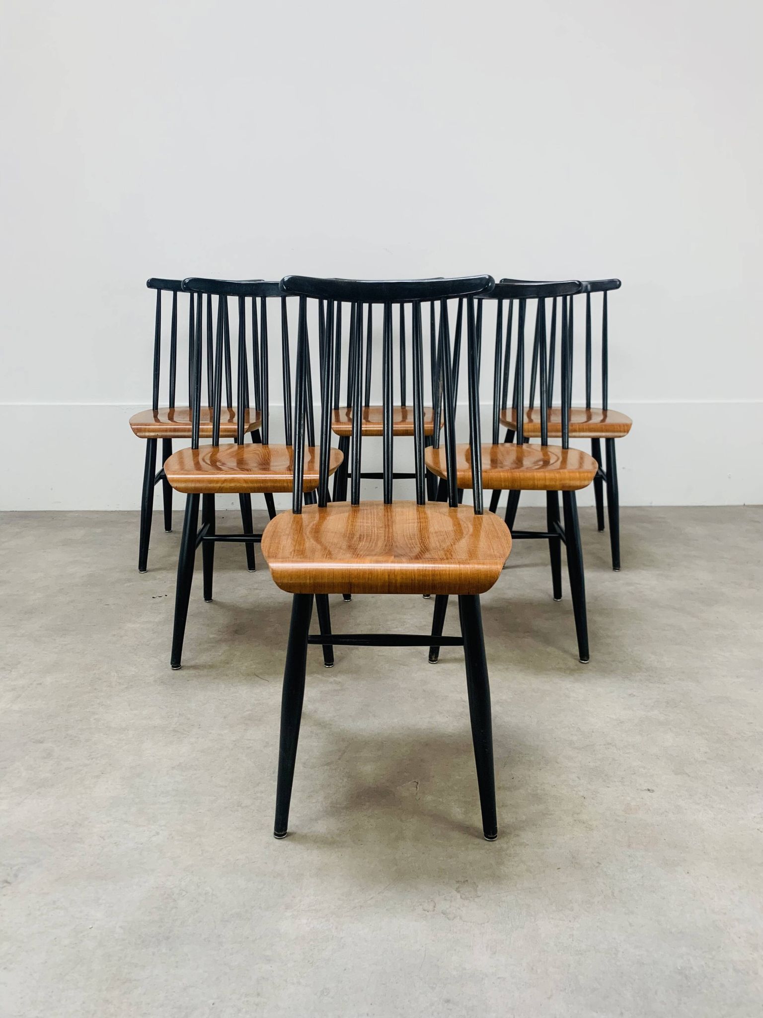 6 chaises Fanett par Ilmari Tapiovaara, scandinave, années 60