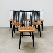 6 chaises Fanett par Ilmari Tapiovaara, scandinave, années 60