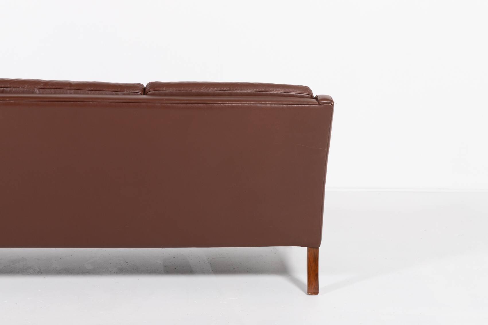 Canapé vintage en cuir marron de Mogens Hansen, Danemark 1980