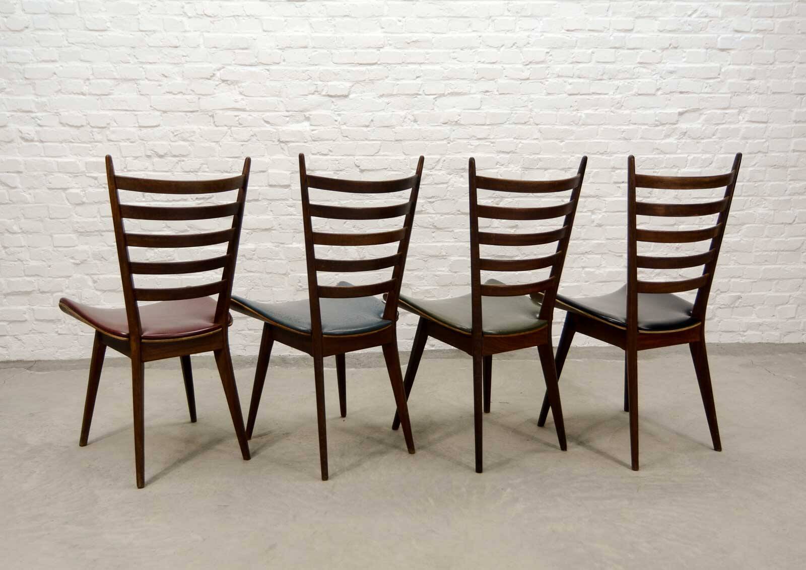 'Quattro Colori' Teak and Leatherette Dining Chairs