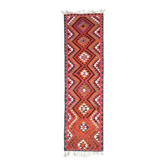 Tapis coureur vintage turc en laine et coton noué à la main des années 1970, 91x340.