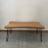 Wooden coffee table with metal legs