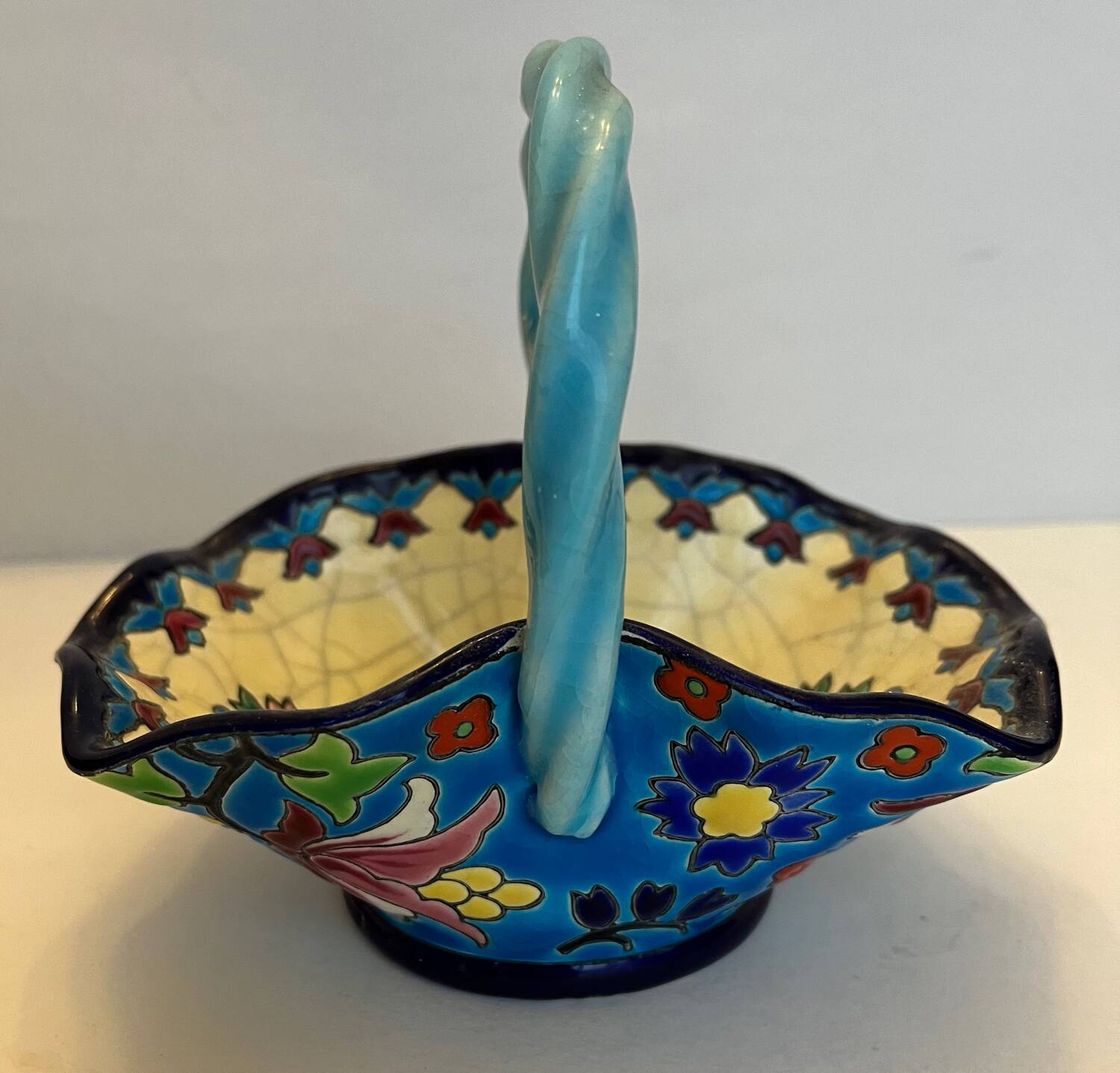 Small Longwy enamel basket