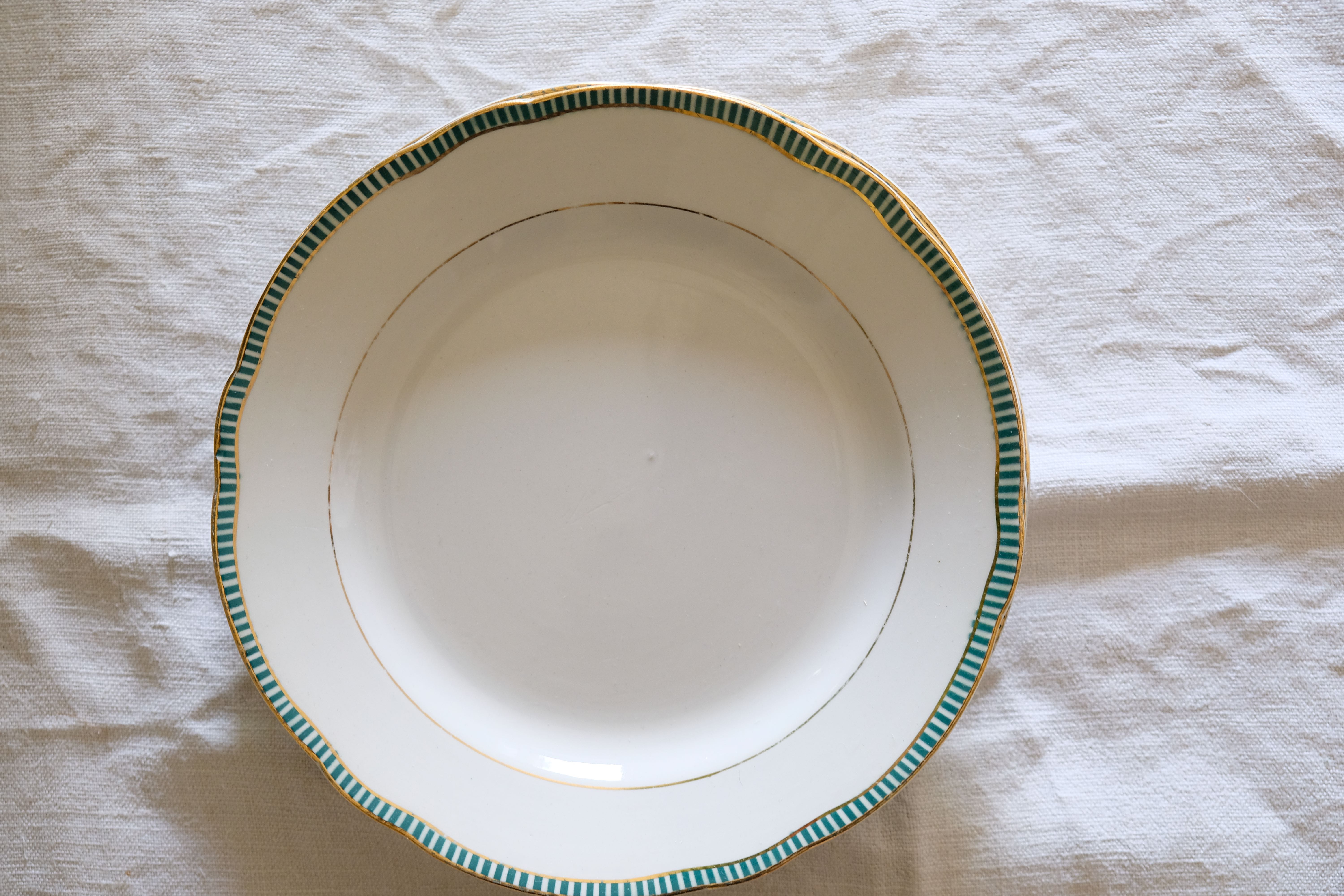 Set of 12 porcelain soup plates collection ''Juan'' Sarreguemine Digoin 1950