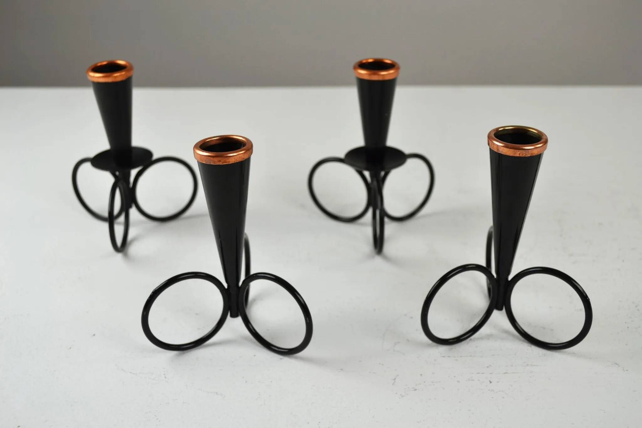 Group of 18 Small Candle Sticks by Gunnar Ander for Ystad-Metall, Sweden, 1950s/1960s