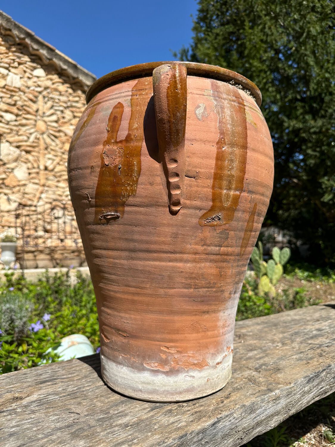 Ancient terracotta pottery jar