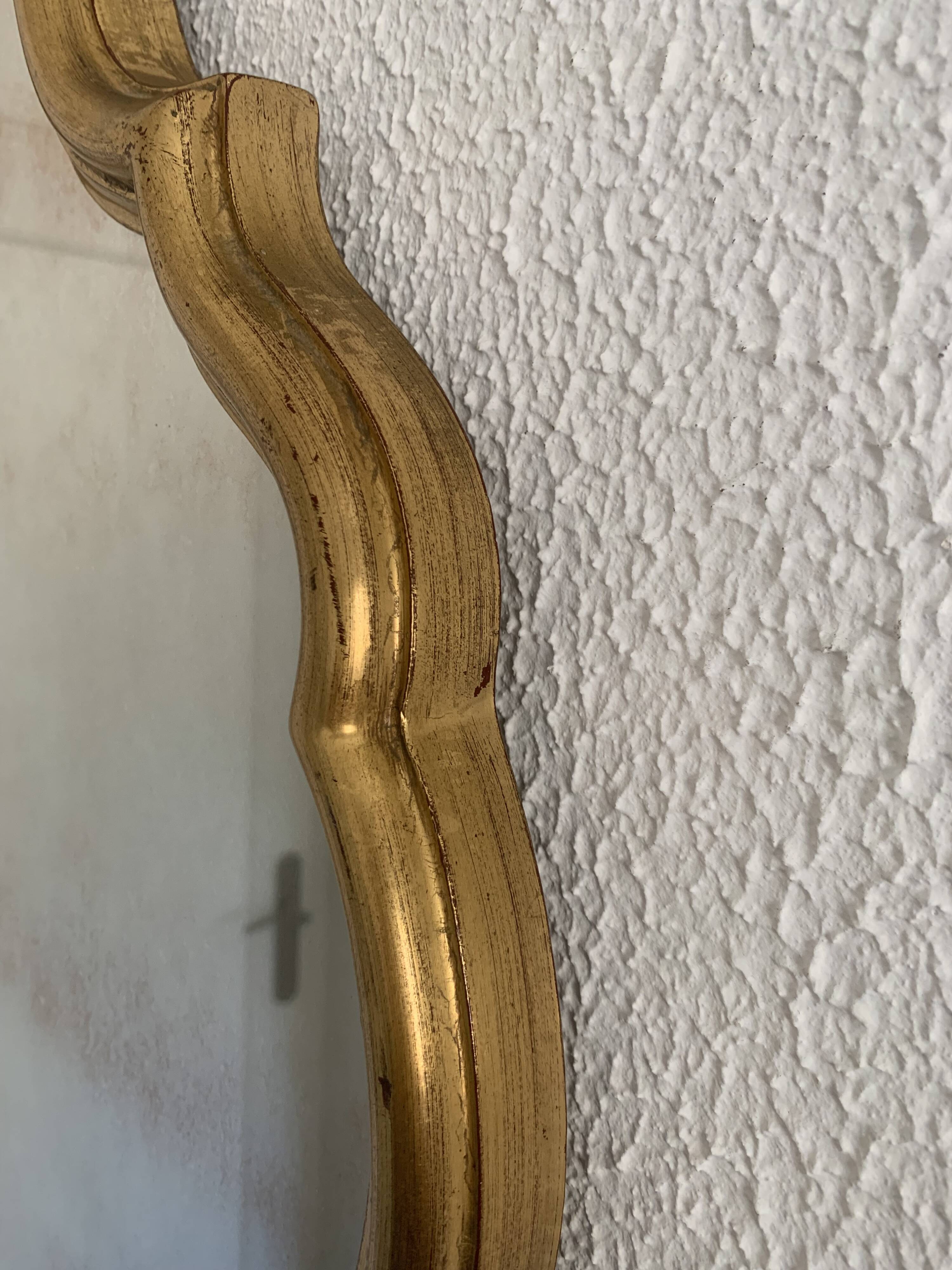 Vintage mirror 1960 Belgian rocaille style gilded wood - 76 x 55cm