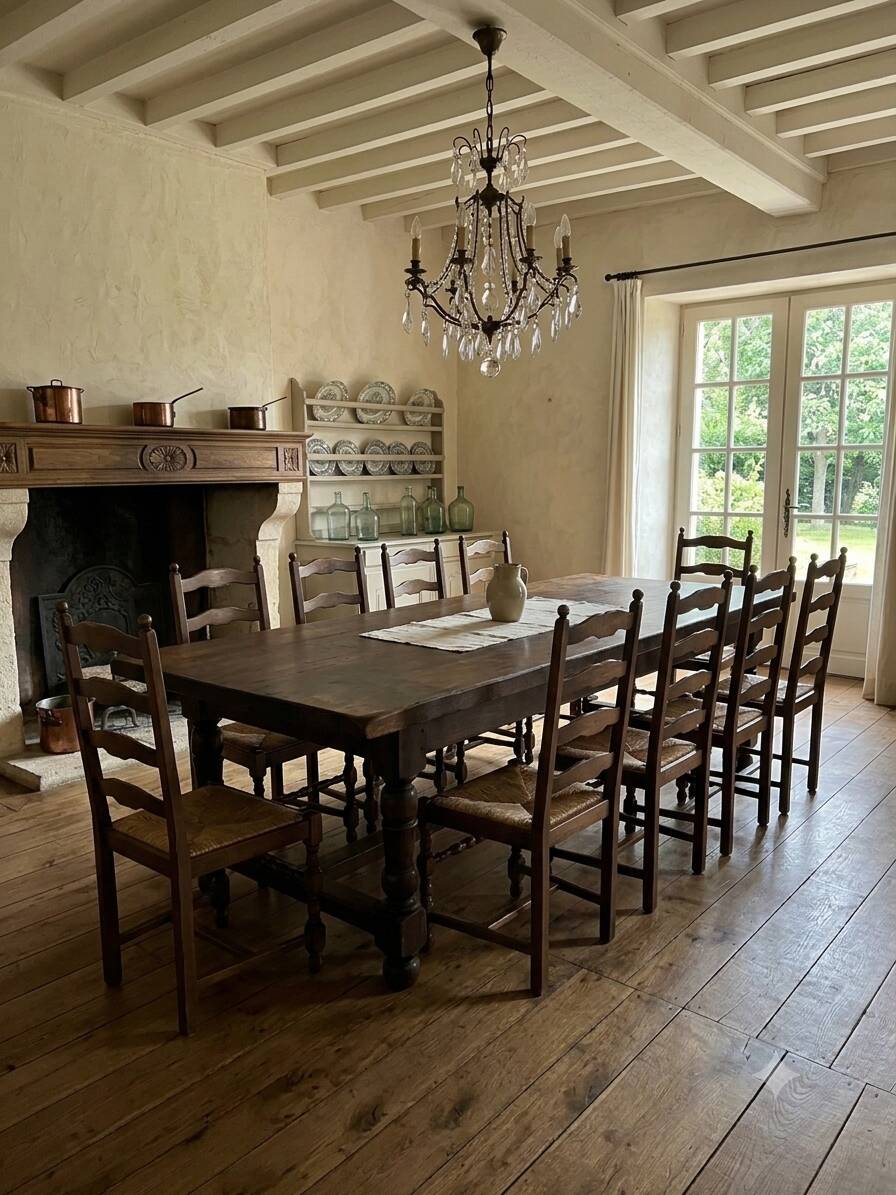 Table de ferme en chêne massif,  250 × 87cm