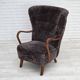 1960s, Danish armchair, reupholstered, genuine sheepskin.
