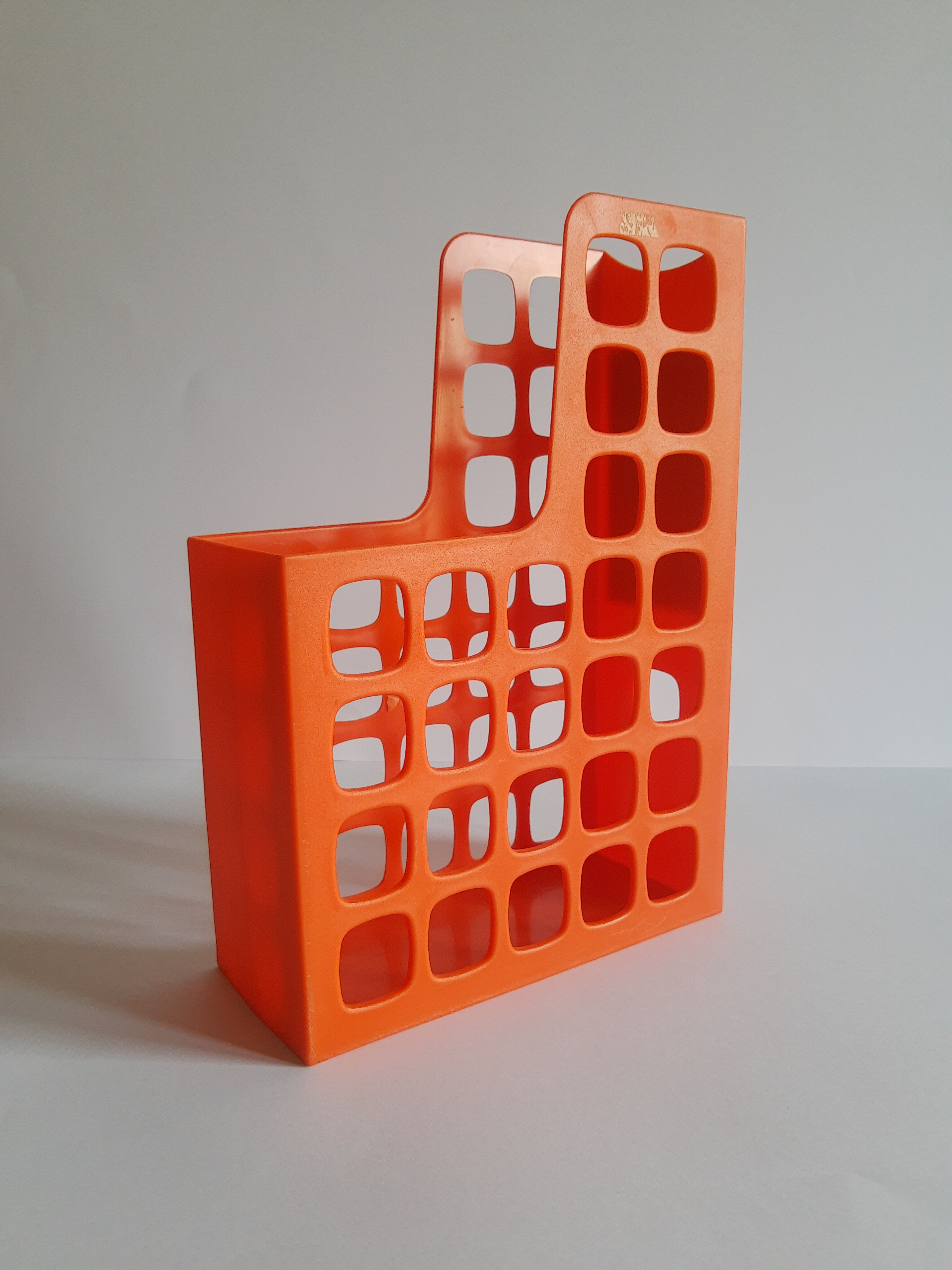 Briefcase magazine holder plastic orange boxer vintage