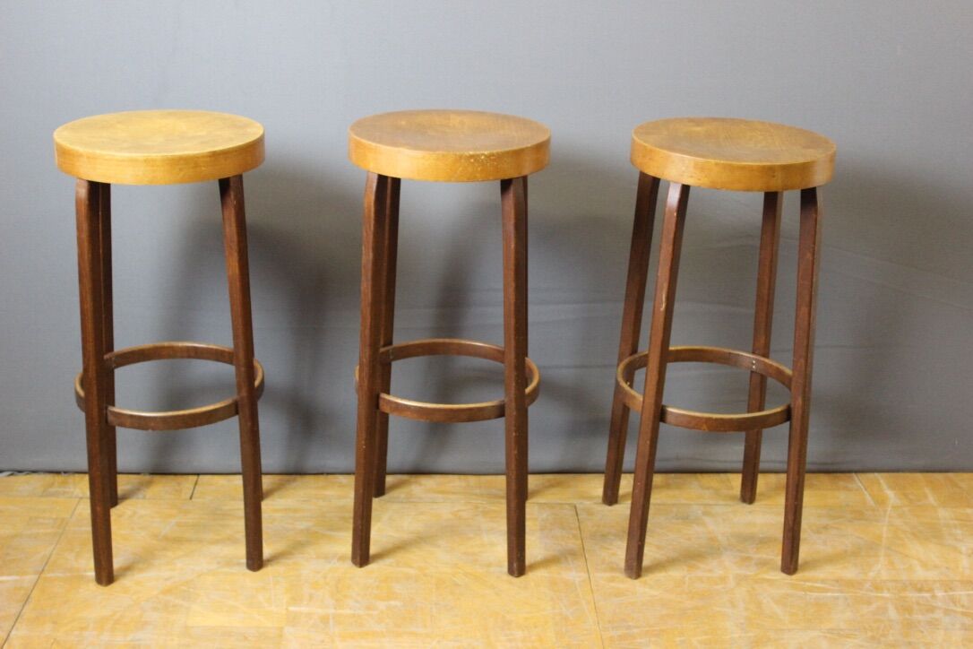 Suite of three bar stools circa 1940