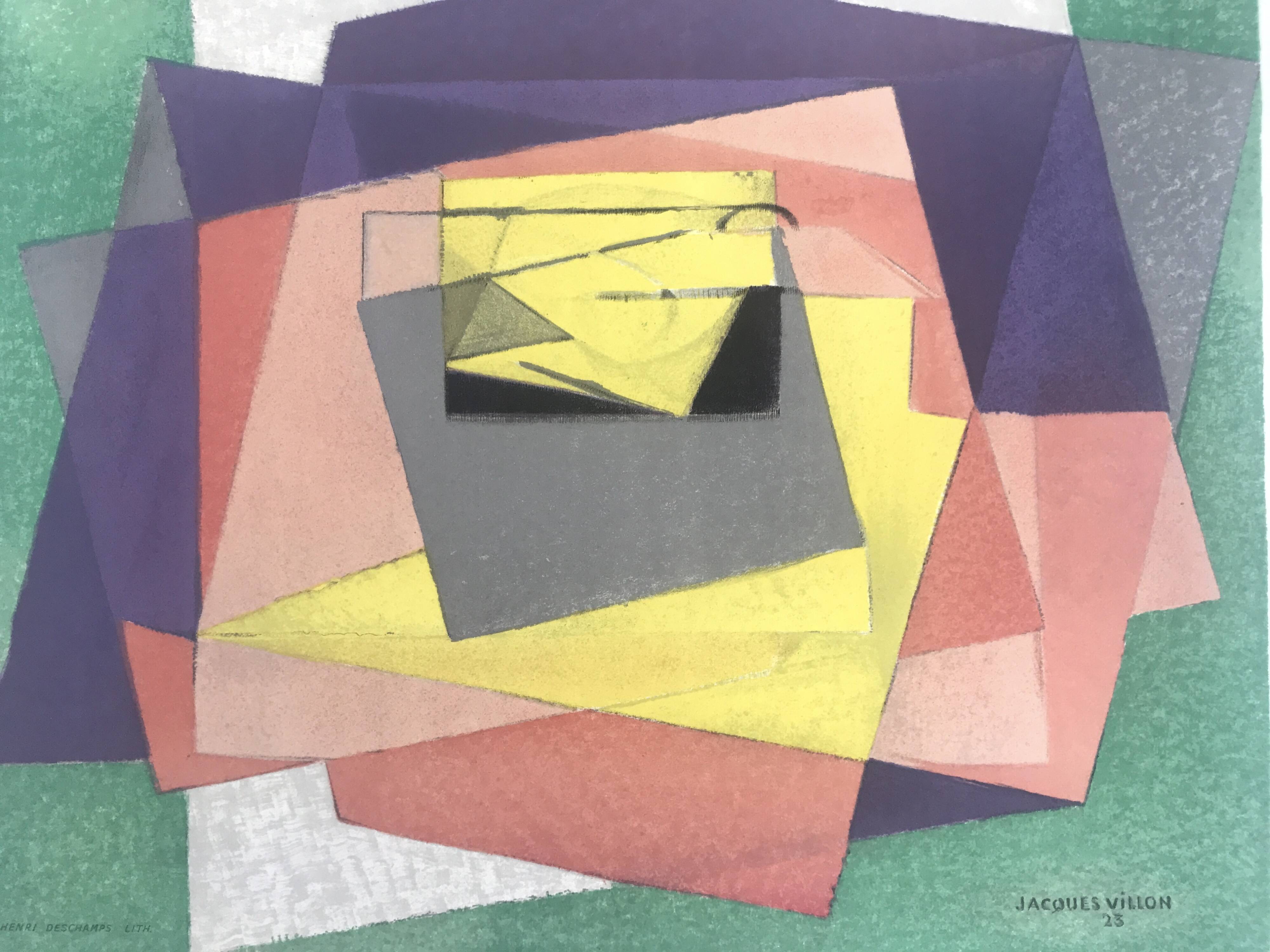 Affiche d'exposition en lithographie de jacques villon, galerie charpentier, 1961