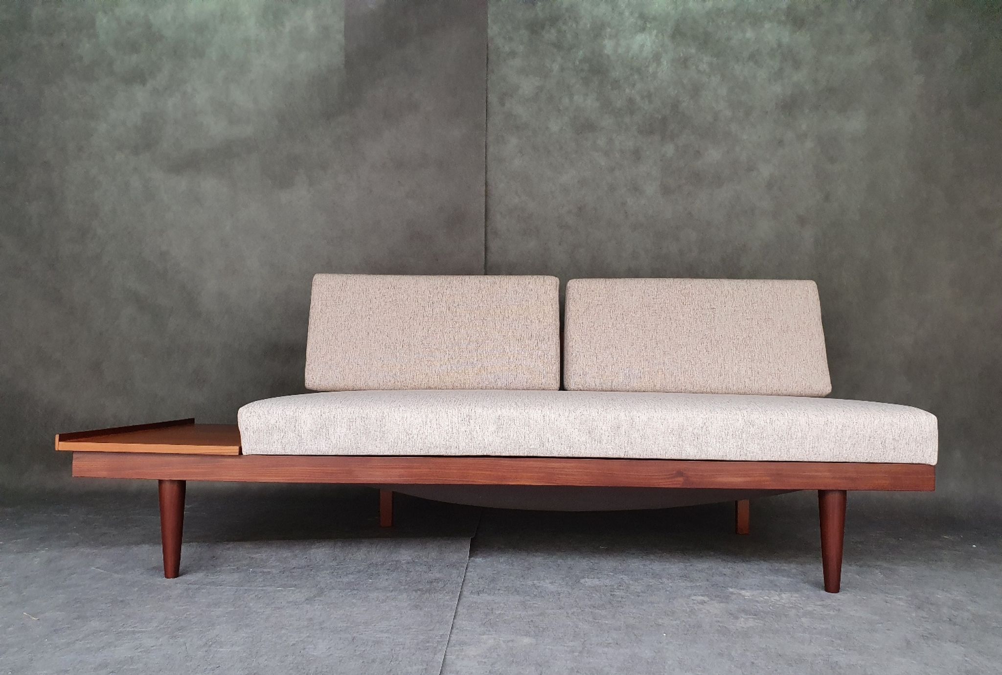 Daybed Teak and beige fabric by Ingmar Relling, Vintage Scandinavian 1960s
