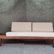 Daybed Teak and beige fabric by Ingmar Relling, Vintage Scandinavian 1960s
