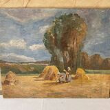 Painting on mounted canvas signed
