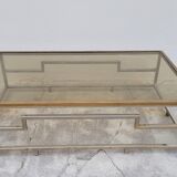 Rectangular coffee table in brass and chromed metal 1970 design
