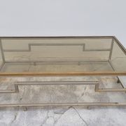 Table basse rectangulaire en laiton et métal chromé 1970 design