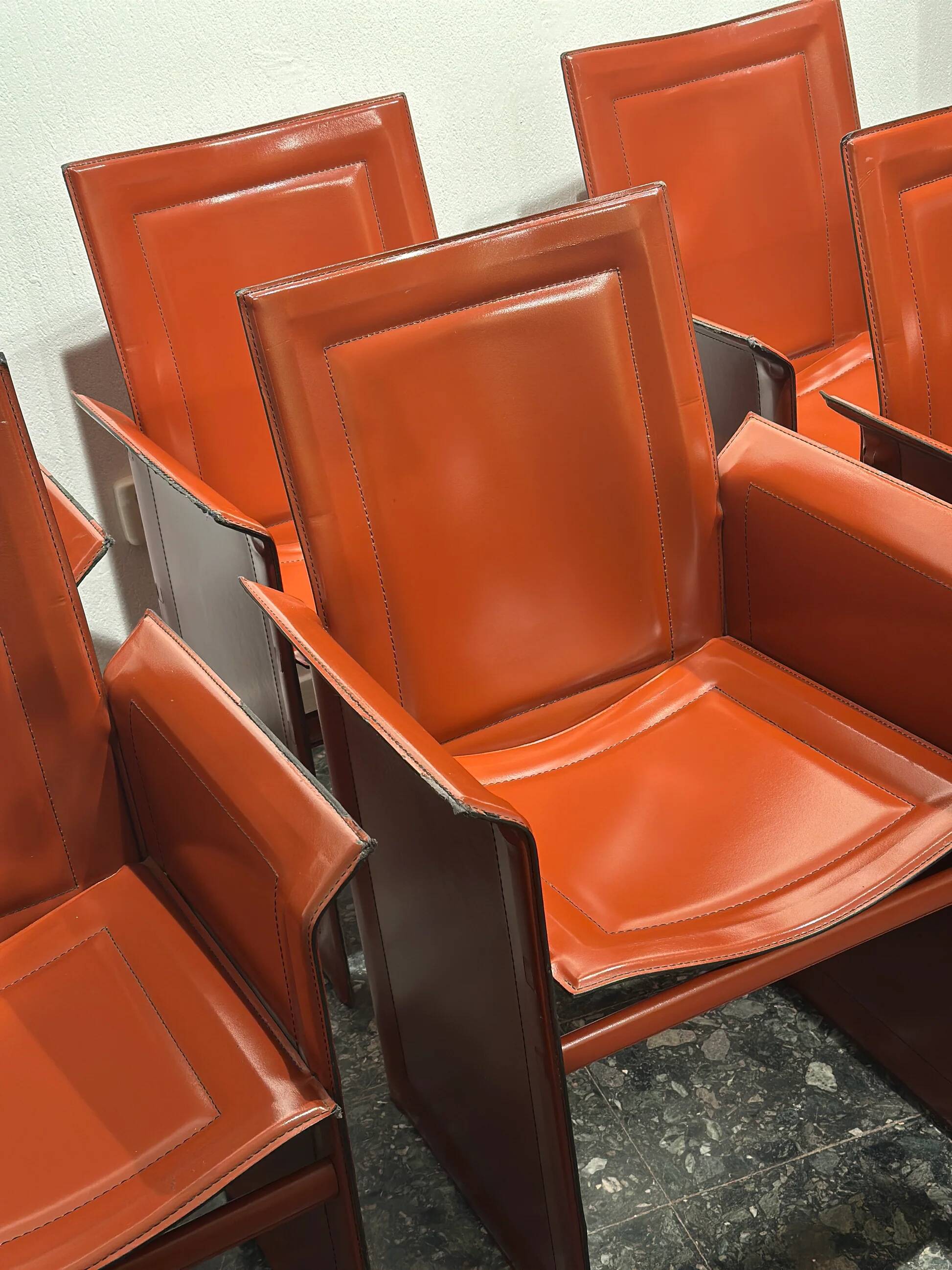 Set of 6 original “Korium” chairs by Tito Agnoli