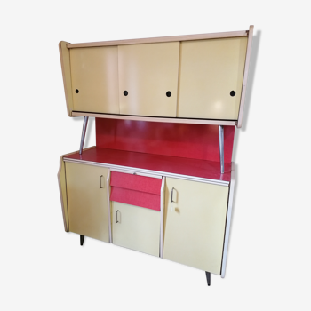 Red and yellow formica buffet