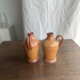 Paire de mini pichets en grès orange