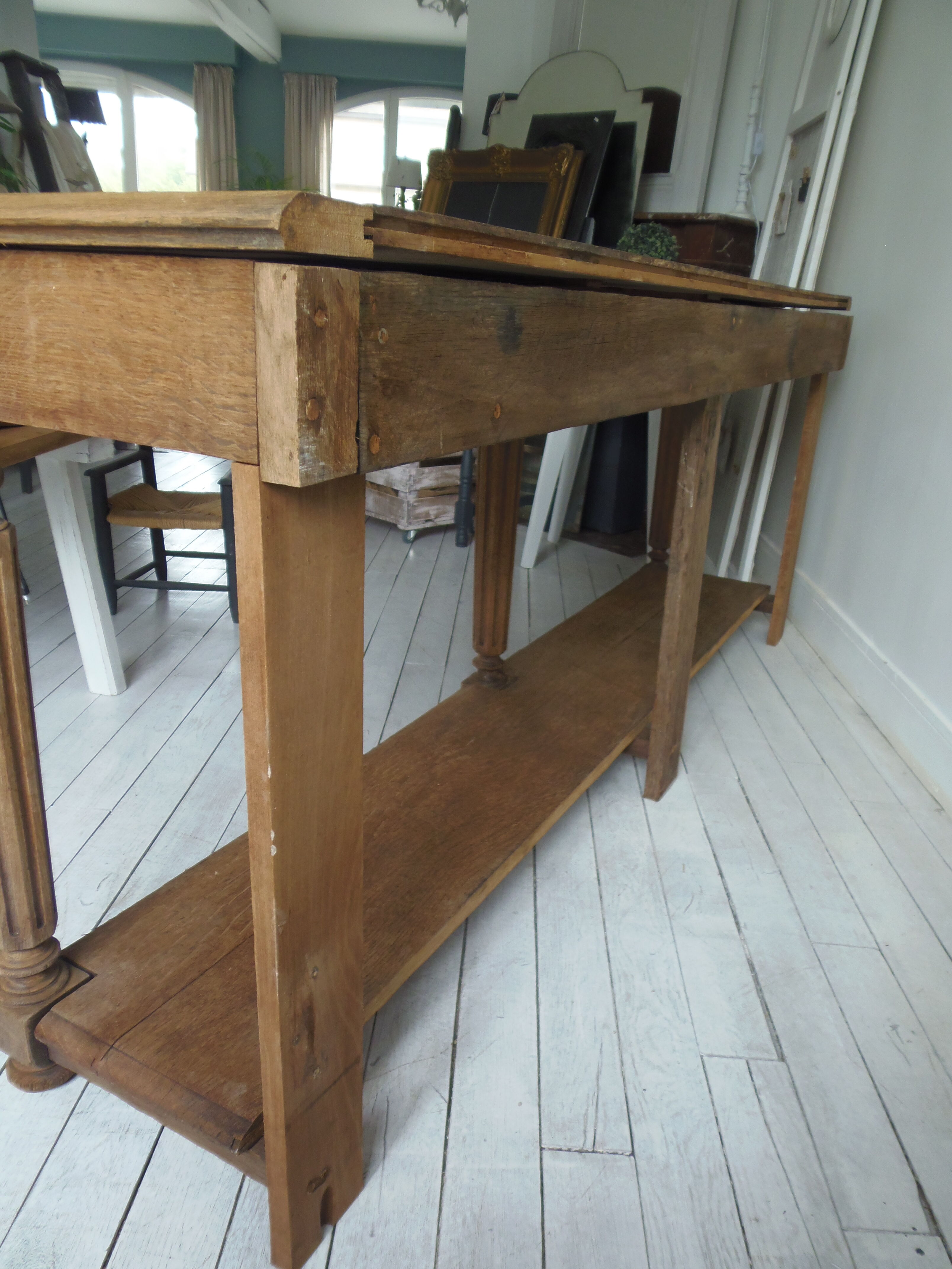 Old solid oak console waxed finish