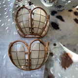 Appliques rotin nacre laiton