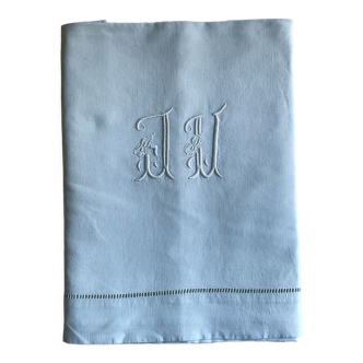 Old linen and cotton towel dyed celadon