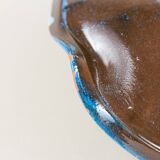 Multicolore glazed ceramic bowl, XL size, signed, Spanish mid-century design (60s-70s) ideal fruit centerpiece