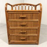 Rattan chest of drawers bedside table 1980’s