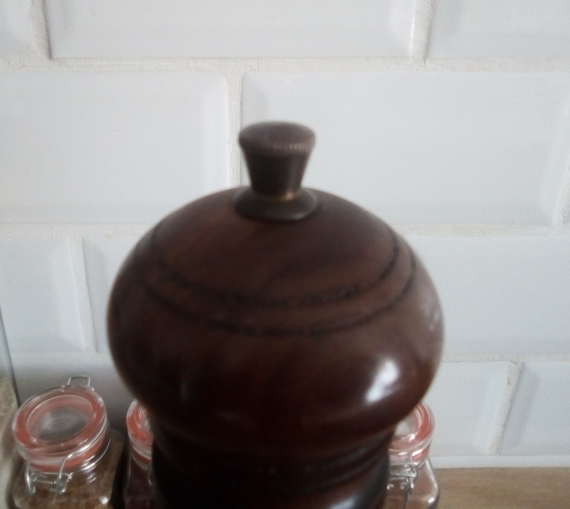 Vintage Italian wood pepper mill