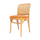 Thonet chair in rattan, camel faux leather and wood - 1960s