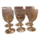Ensemble de 6 verres anciens en Cristal gravés à l'acide début XXe Siècle