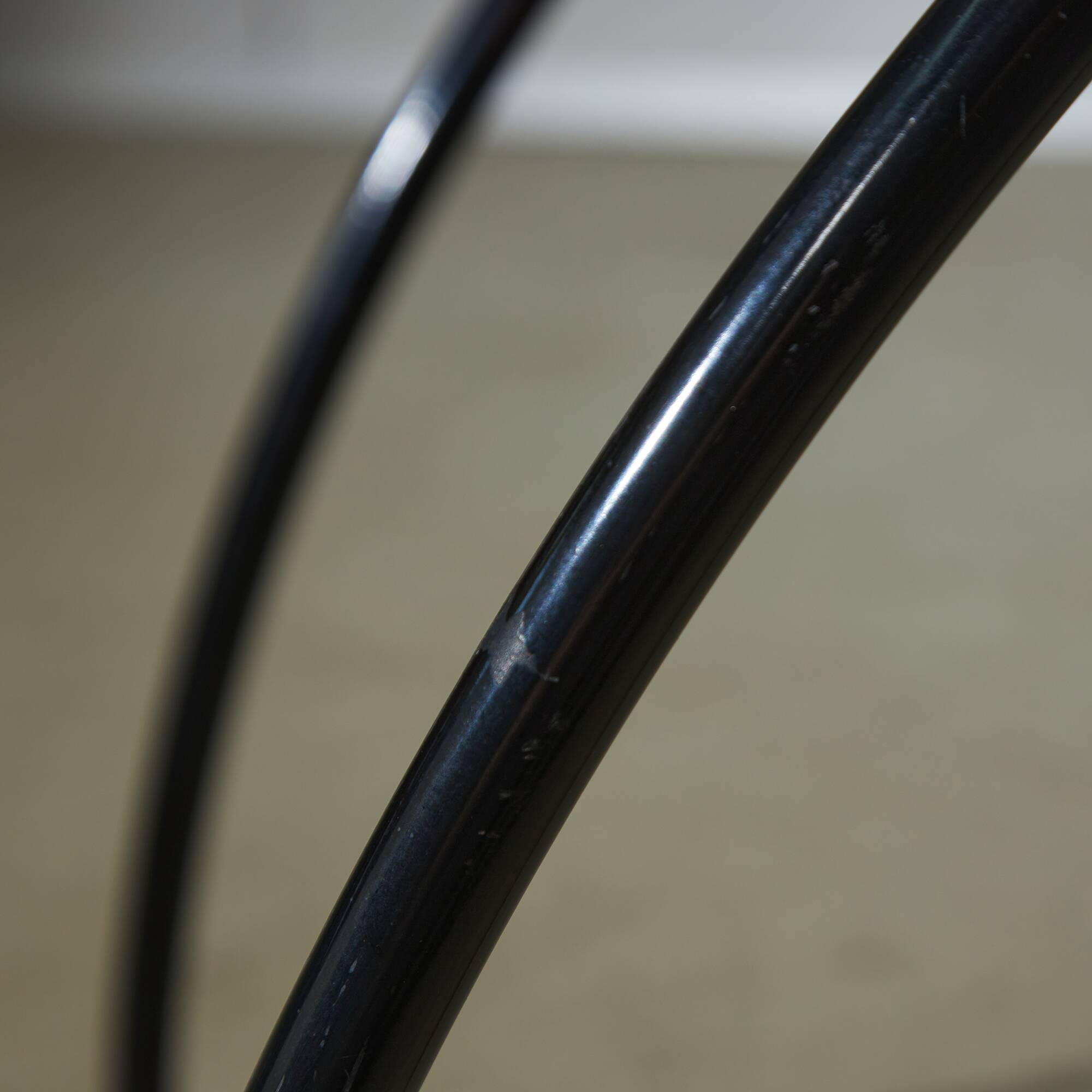 Red Plywood and Curved Metal Frame Chair